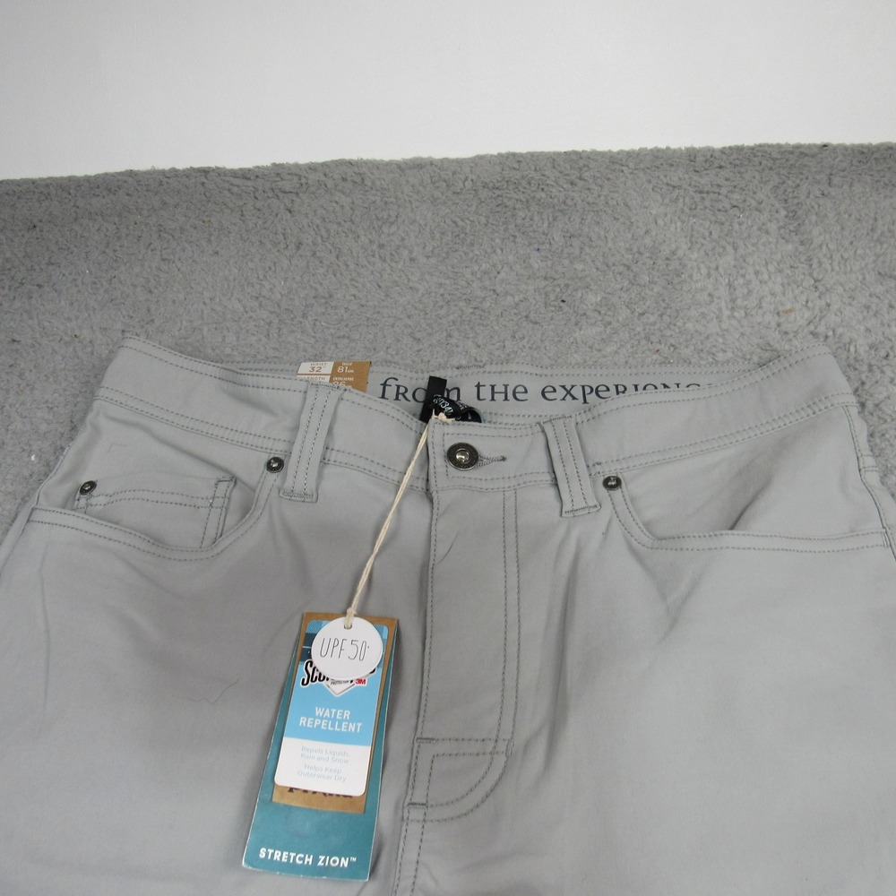 Prana Mens Stretch Zion Slim Fit Pants Gray Water Repellent UPF 50 32x34 NEW - Picture 3 of 10
